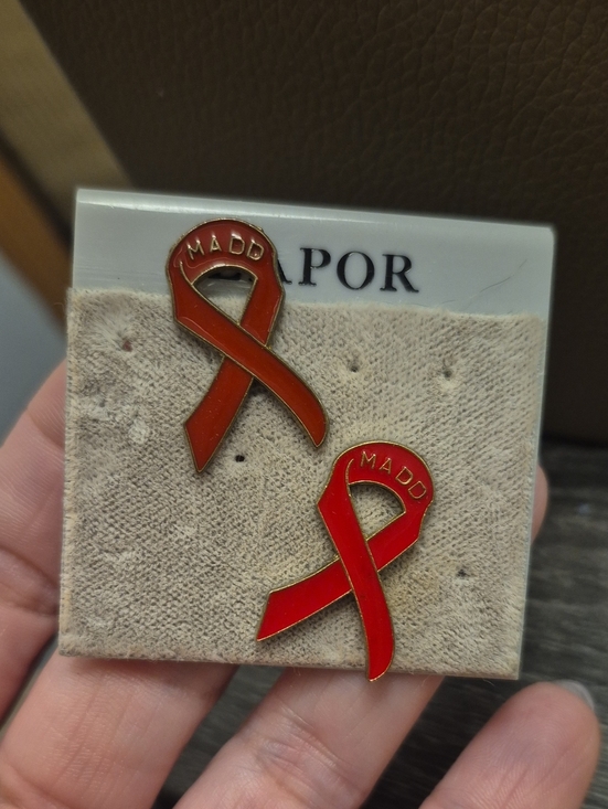 M.A.D.D. Jewelry - MADD Red Ribbon Support Lapel Pins Vest Collectible